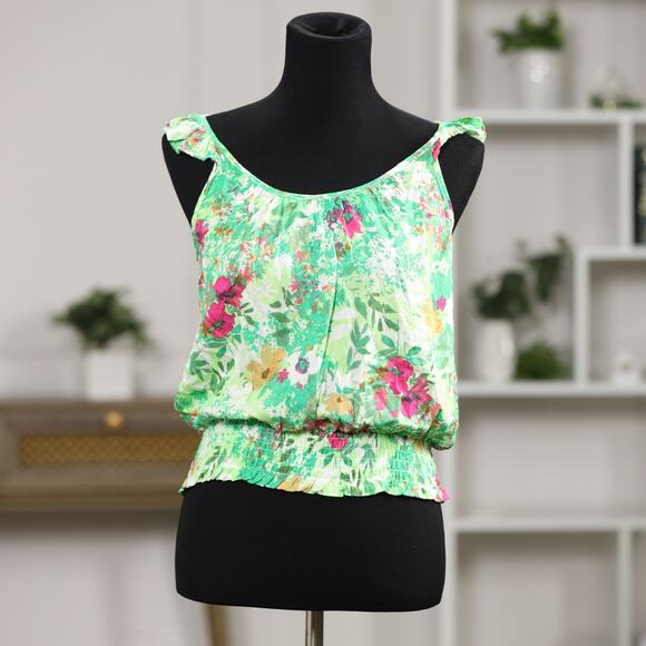 Rose + Olive Tops - Rose + Olive NWT Floral Ruffle Strap Tank Top Size Small Boho Coastal Romantic